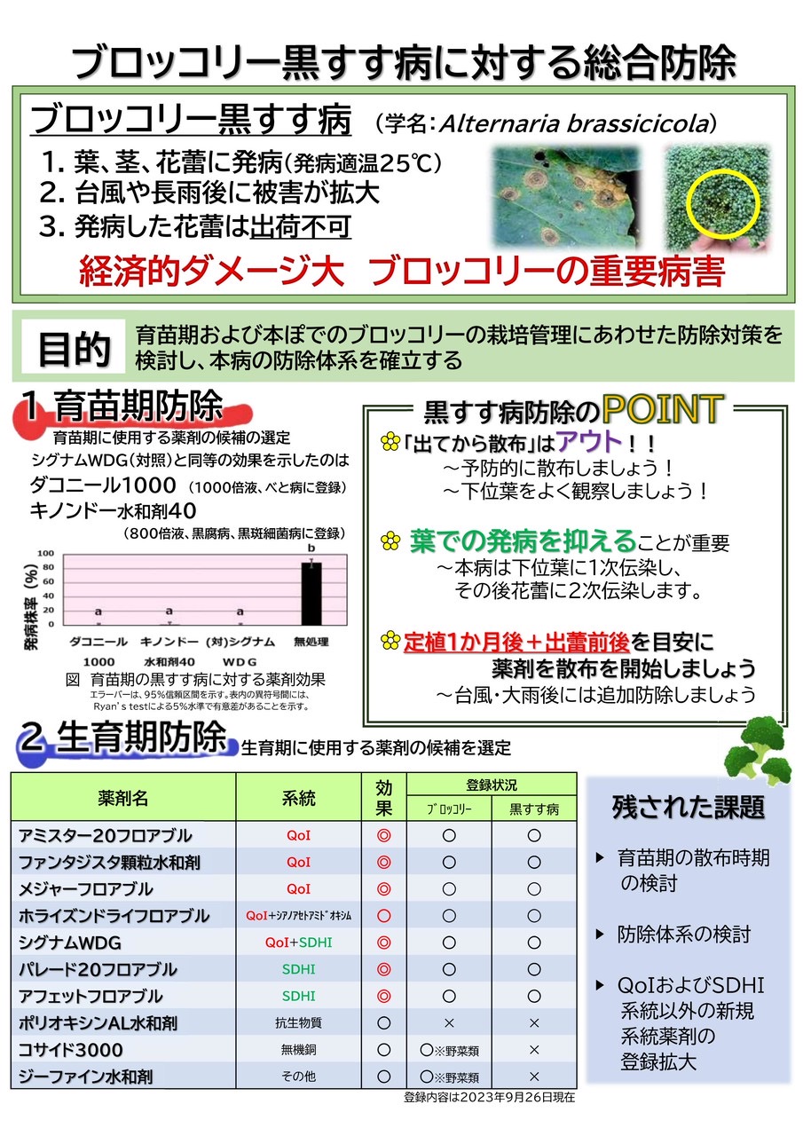 【コラム】ブロッコリーの黒すす病に対する総合防除